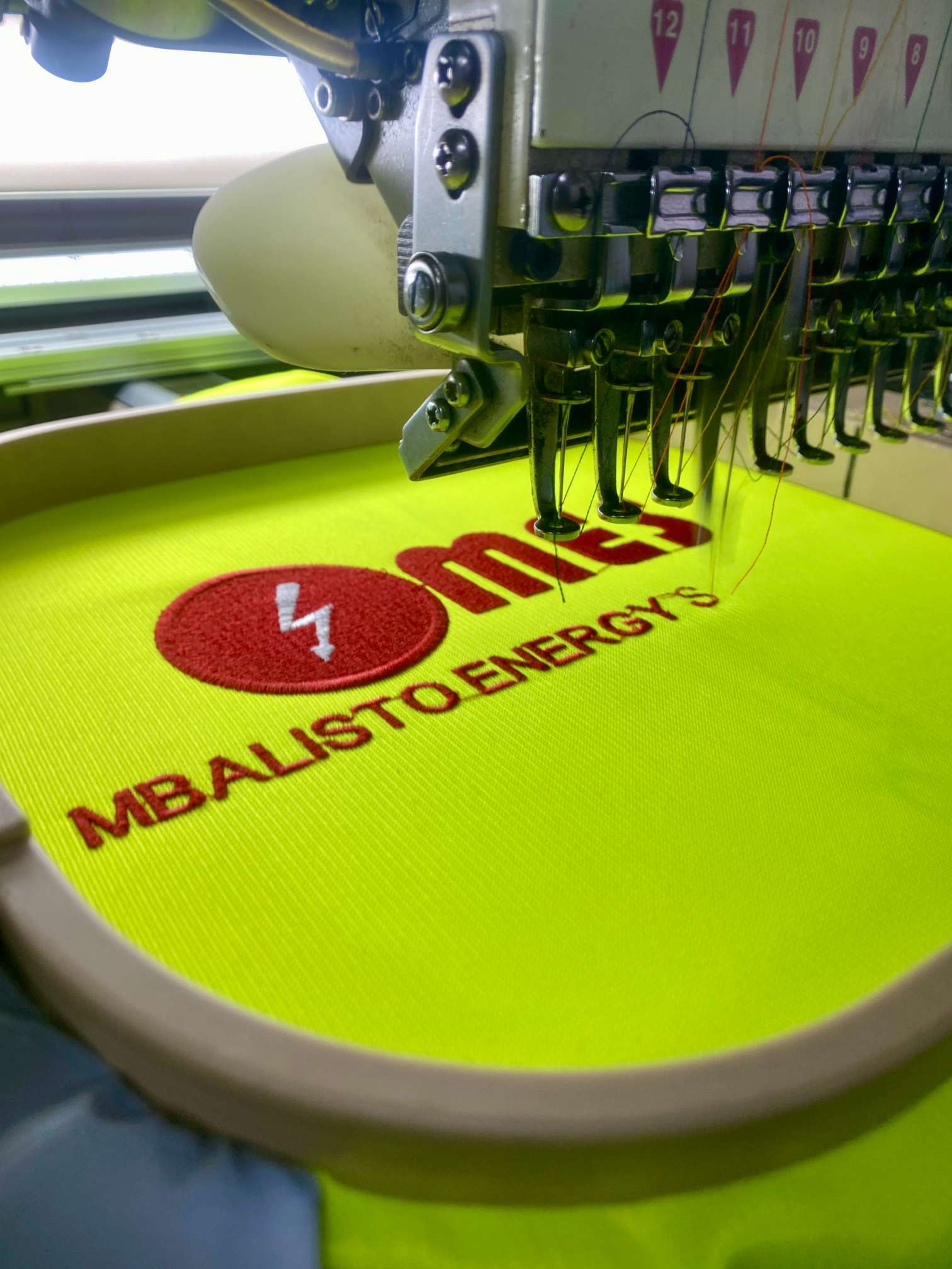 Hi-vis safety vest embroidery